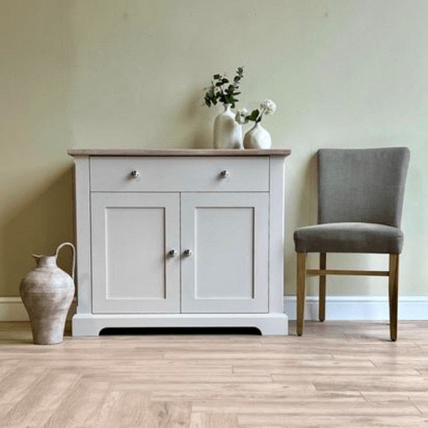 painted shaker style Ashford sideboard with solid oak top and internal height adjustable shelf