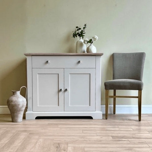 painted shaker style Ashford sideboard with solid oak top and internal height adjustable shelf