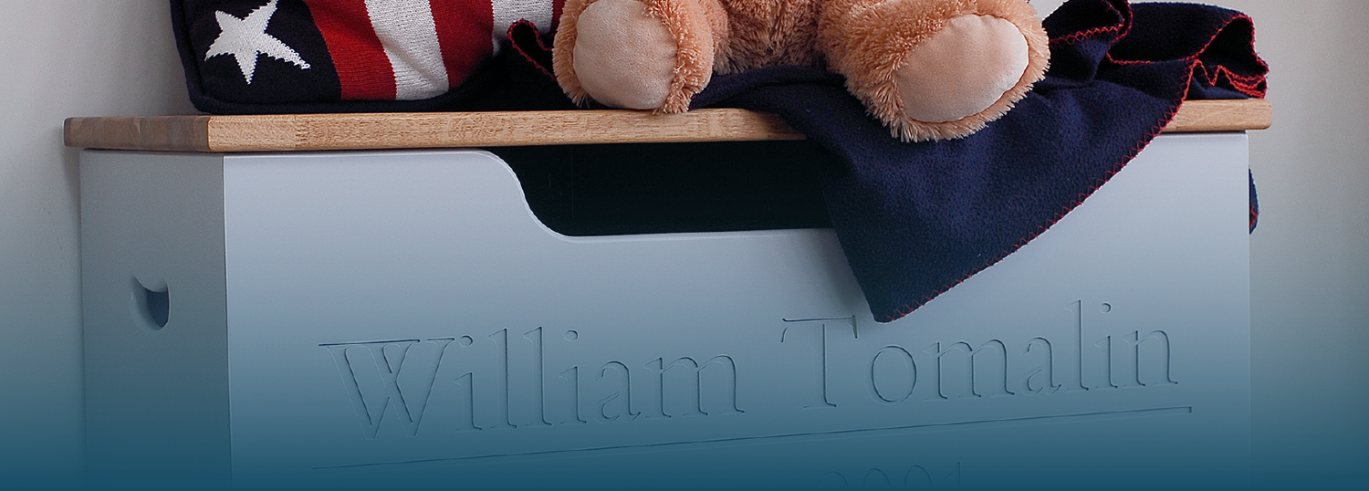 Personalised toy box with oak lid for childrens bedroom, playroom or nursery