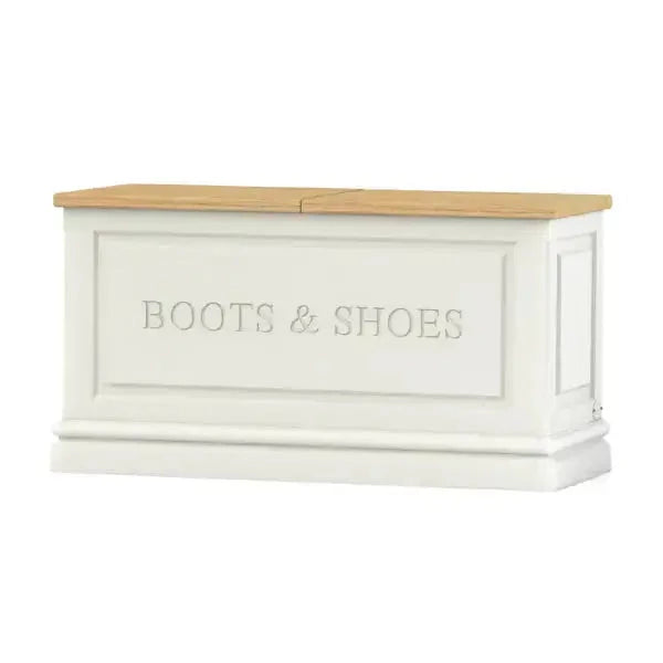 Boots & Shoes Storage Chest with Split Oak Lids.