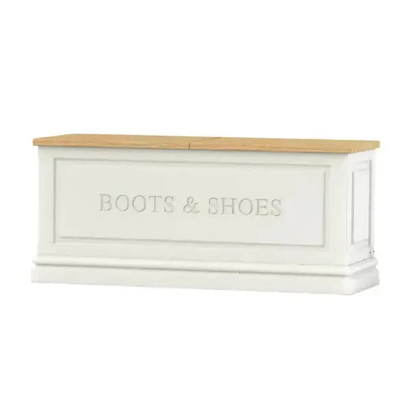 Boots & Shoes Storage Chest with Split Oak Lids.