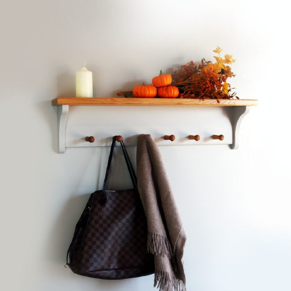 Simple Shaker Peg Rail with Oak Pegs.