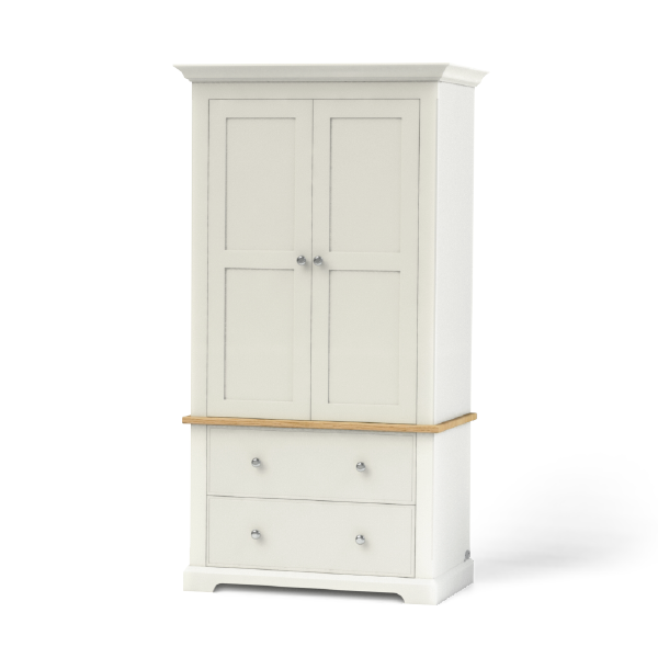 Housekeepers cupboard ideal for storing linen, has two deep soft close drawers and a top cupboard section with internal height adjustable shelves