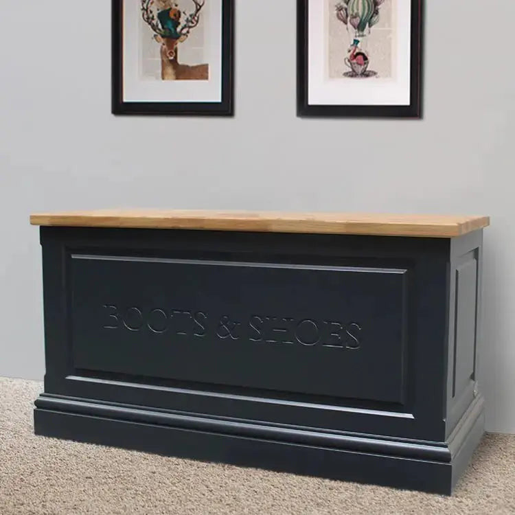 Boots & Shoes Storage Chest with Oak Lid.