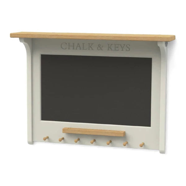 Chalkboard and Magnetic Noticeboard with Oak Pegs.