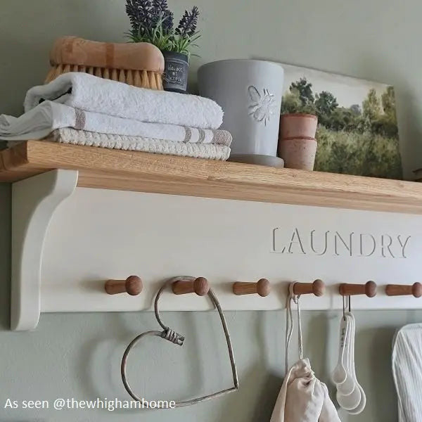 Simple Shaker Peg Rail with Oak Pegs.